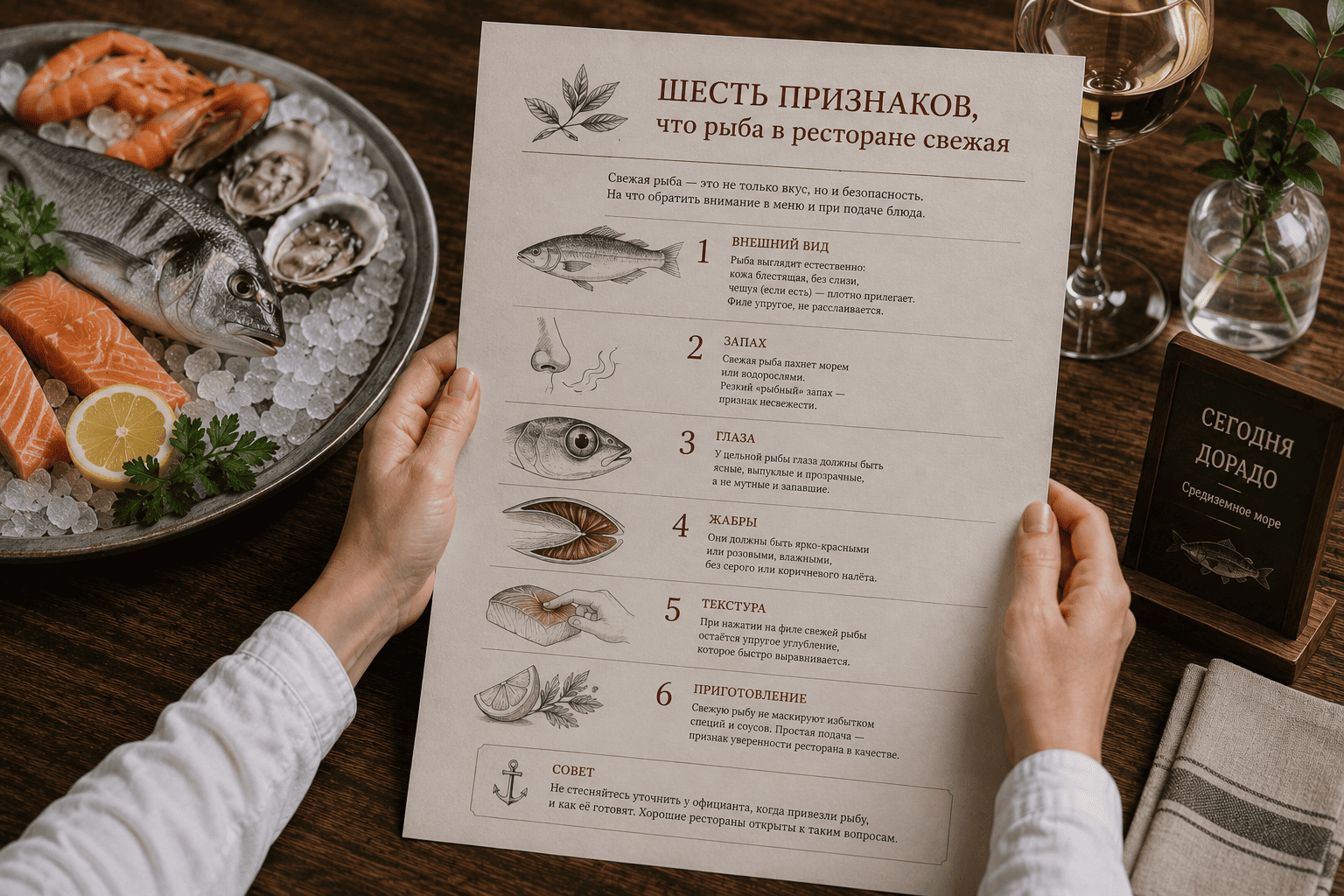 Шесть признаков, что рыба в ресторане свежая