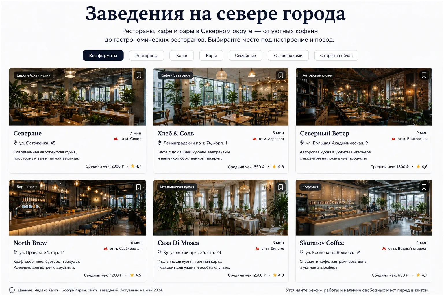 Заведения на севере города
