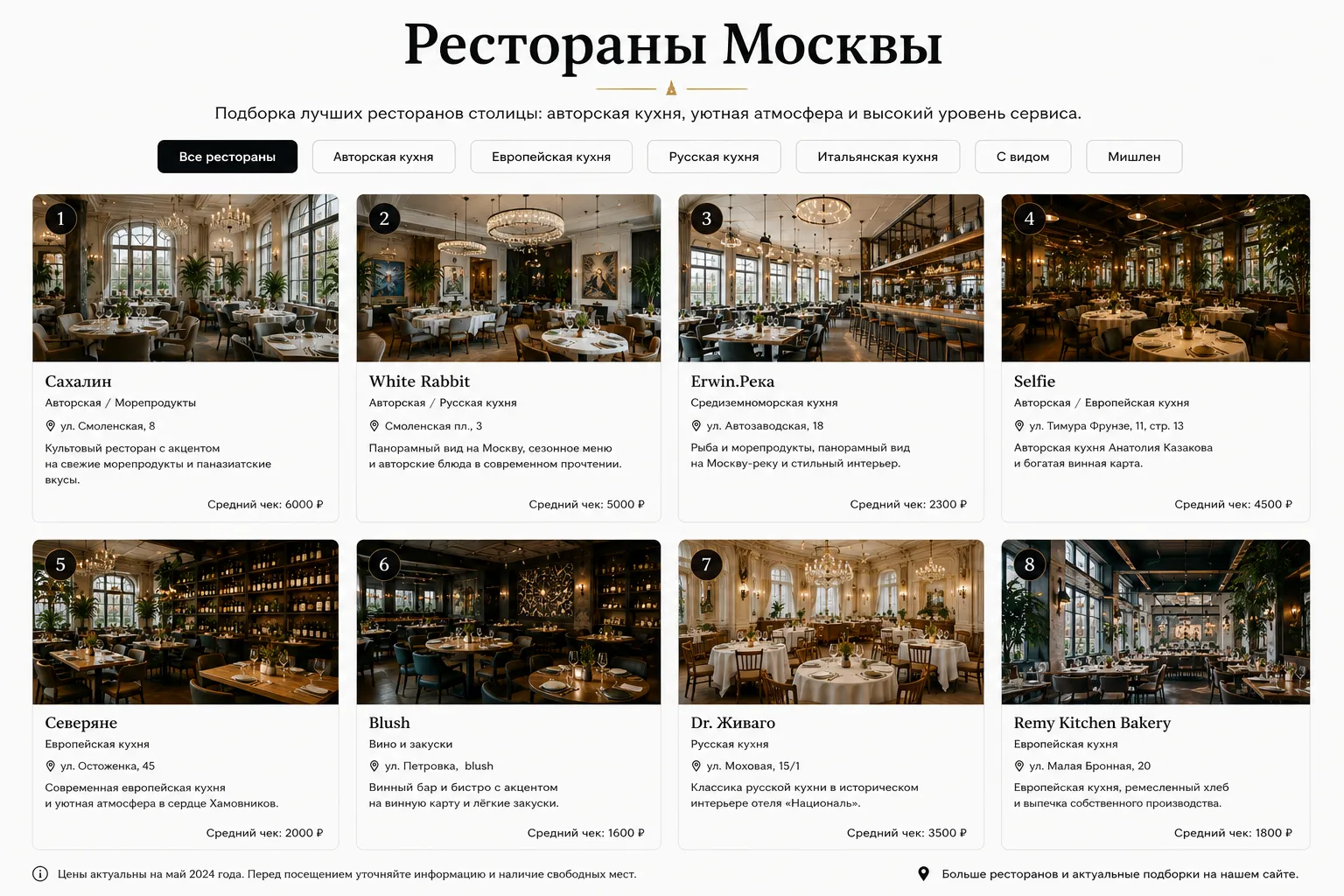 Рестораны Москвы